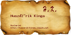 Huszárik Kinga névjegykártya